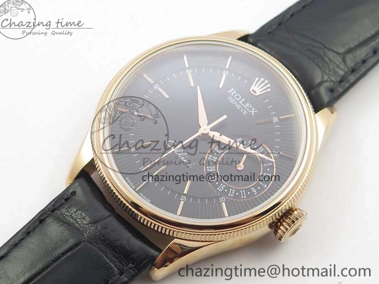 Markers Edition on Date BP Real Stick Cellini Black SA3165 RG 50519 Best Black Maker Dial Strap Leather 0725